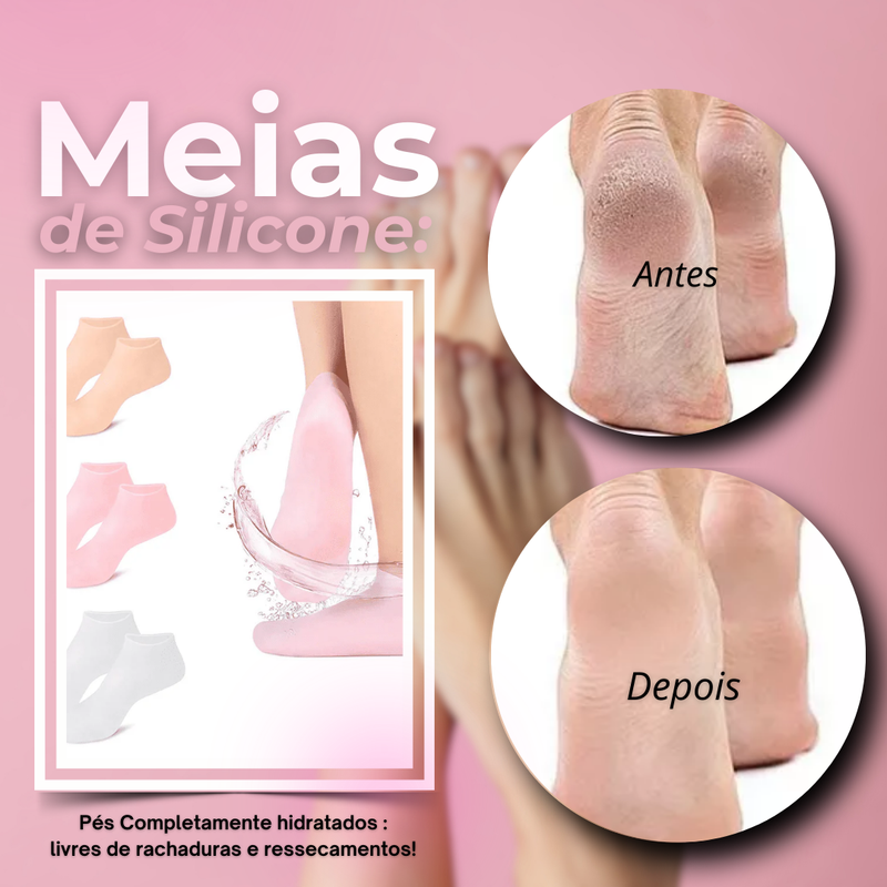 1 Par - Meias de Silicone Para Cuidado Dos Pés - Anti-Rachaduras